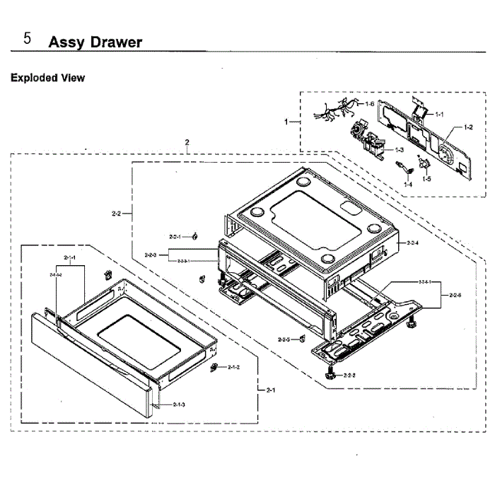Drawer Diagram and Parts List for NX58F5500SS AA-02 Samsung Range