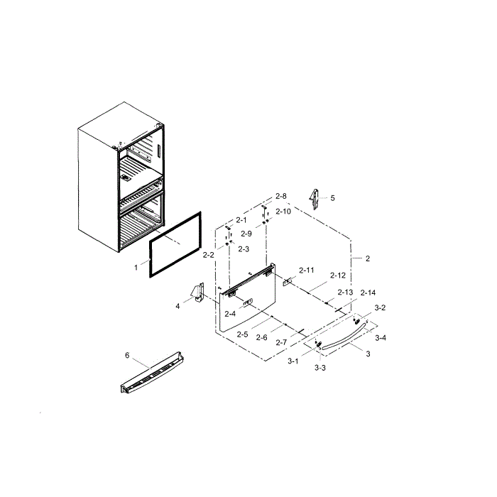 Freezer Door Diagram and Parts List for RF23HSESBSR AA-00 Samsung Refrigerator