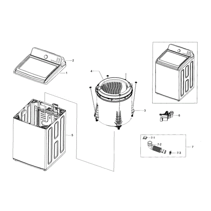 Main Assembly Diagram and Parts List for WA456DRHDSU AA-03 Samsung Washer