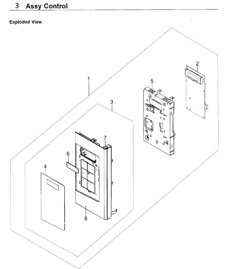 Control Box Diagram and Parts List for SMH1611S XAA-0000 Samsung Microwave