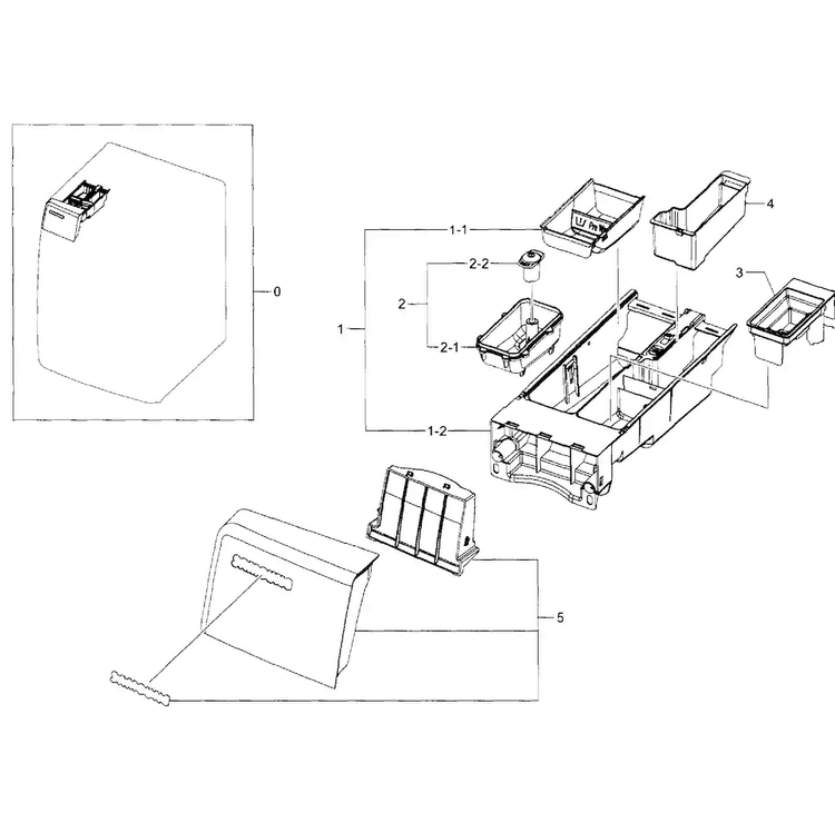 Drawer Section Diagram and Parts List for WF448AAP XAA-0008 Samsung Washer