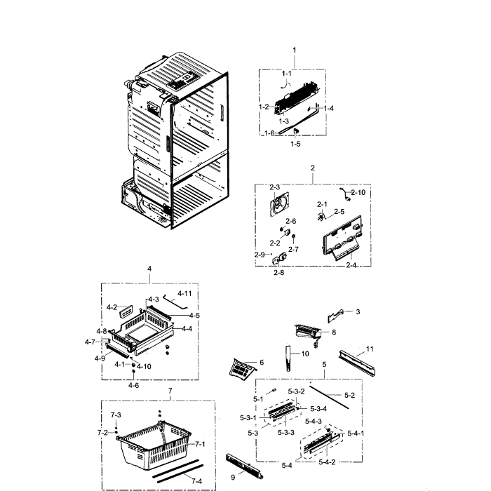 Freezer Diagram and Parts List for RF28HFEDBWW AA-02 Samsung Refrigerator