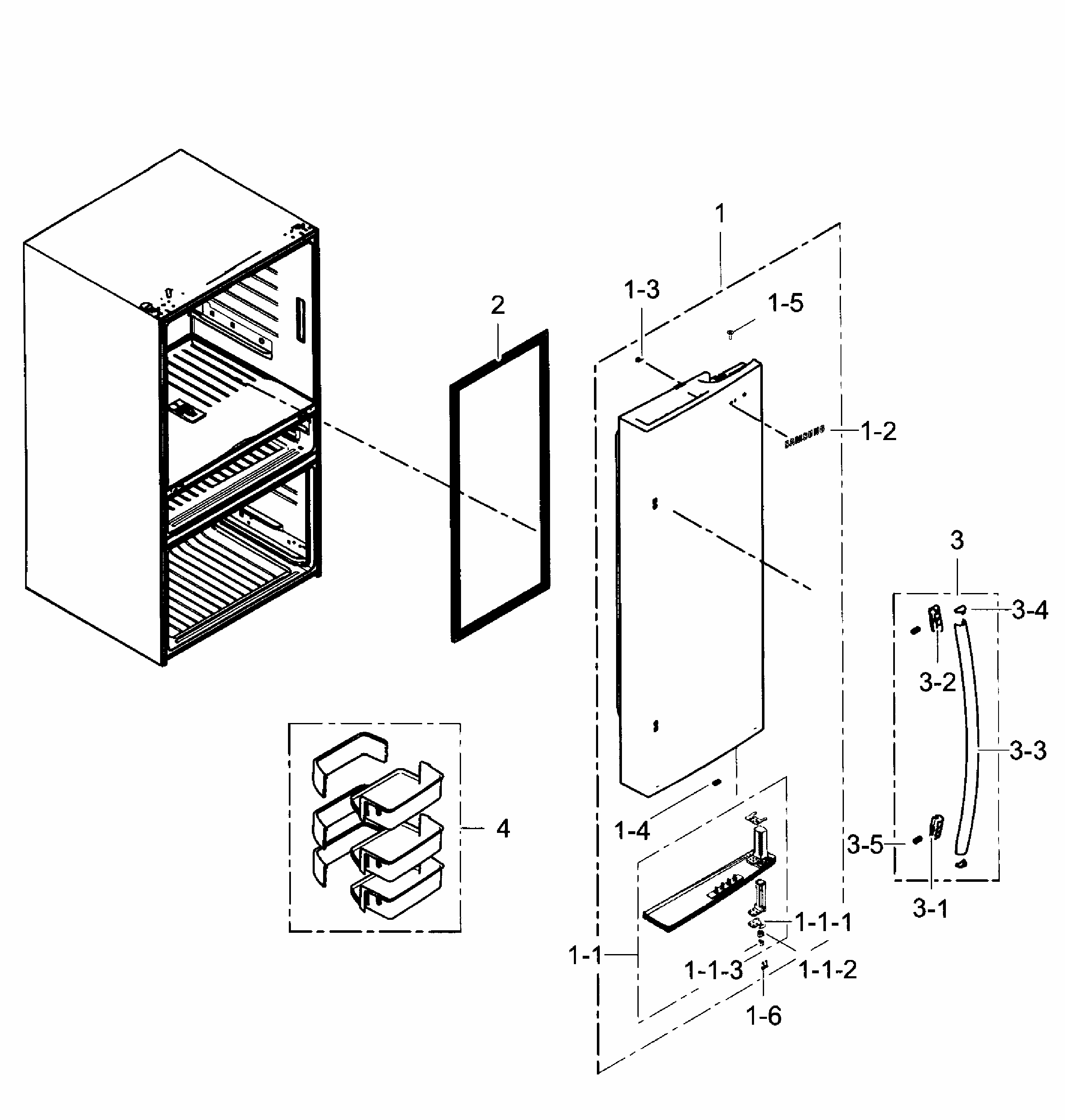 Right Door Diagram and Parts List for RF31FMEDBBC AA-0005 Samsung Refrigerator
