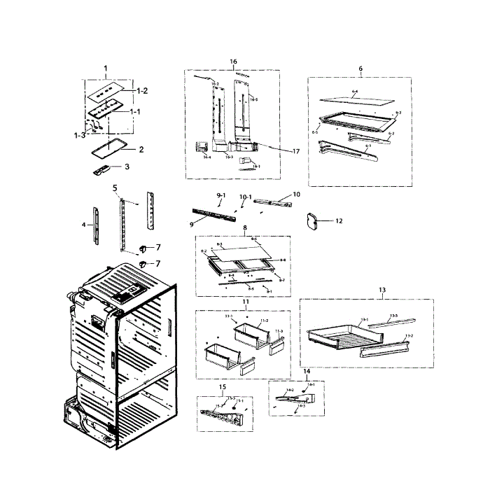 Refrigerator Diagram and Parts List for RF220NCTASR AA-01 Samsung Refrigerator