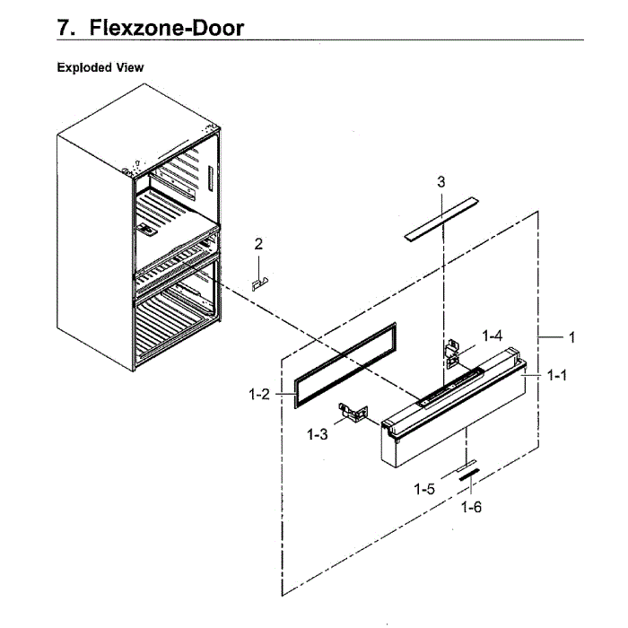 Flexzone Door Diagram and Parts List for RF23M8090SG AA-00 Samsung Refrigerator
