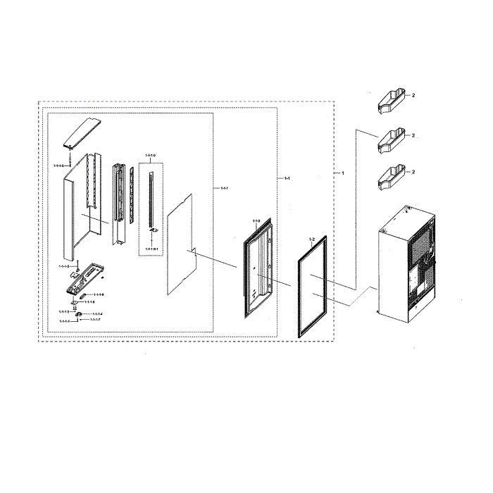 Right Freezer Door Diagram and Parts List for RF22N9781SR AA-00 Samsung Refrigerator