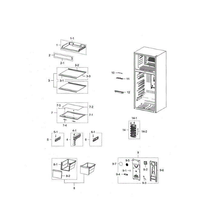 Fridge Diagram and Parts List for RT21M6215SG AA-00 Samsung Refrigerator