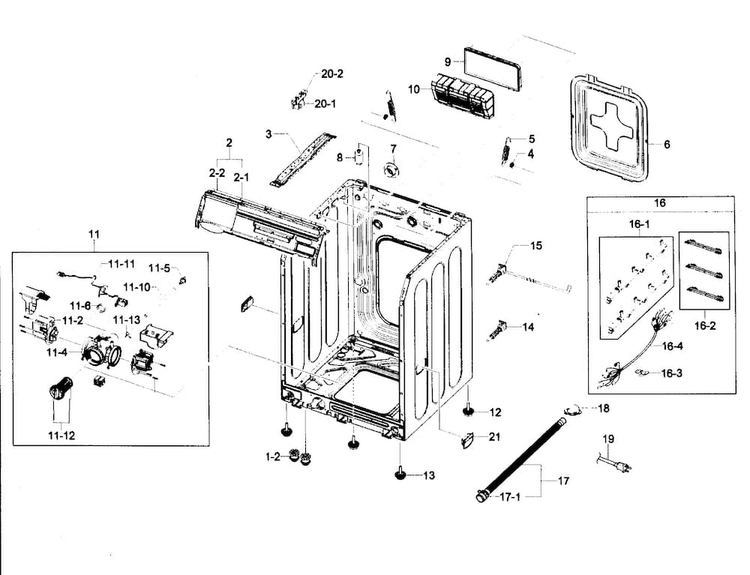 Cabinet Diagram and Parts List for WF431ABP XAA-0001 Samsung Washer