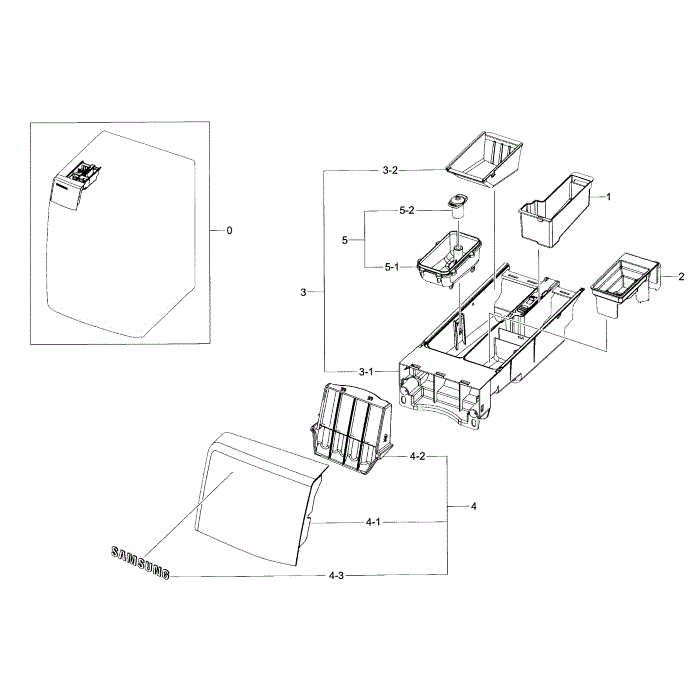 Drawer Diagram and Parts List for WF395BTPARA A2-00 Samsung Washer