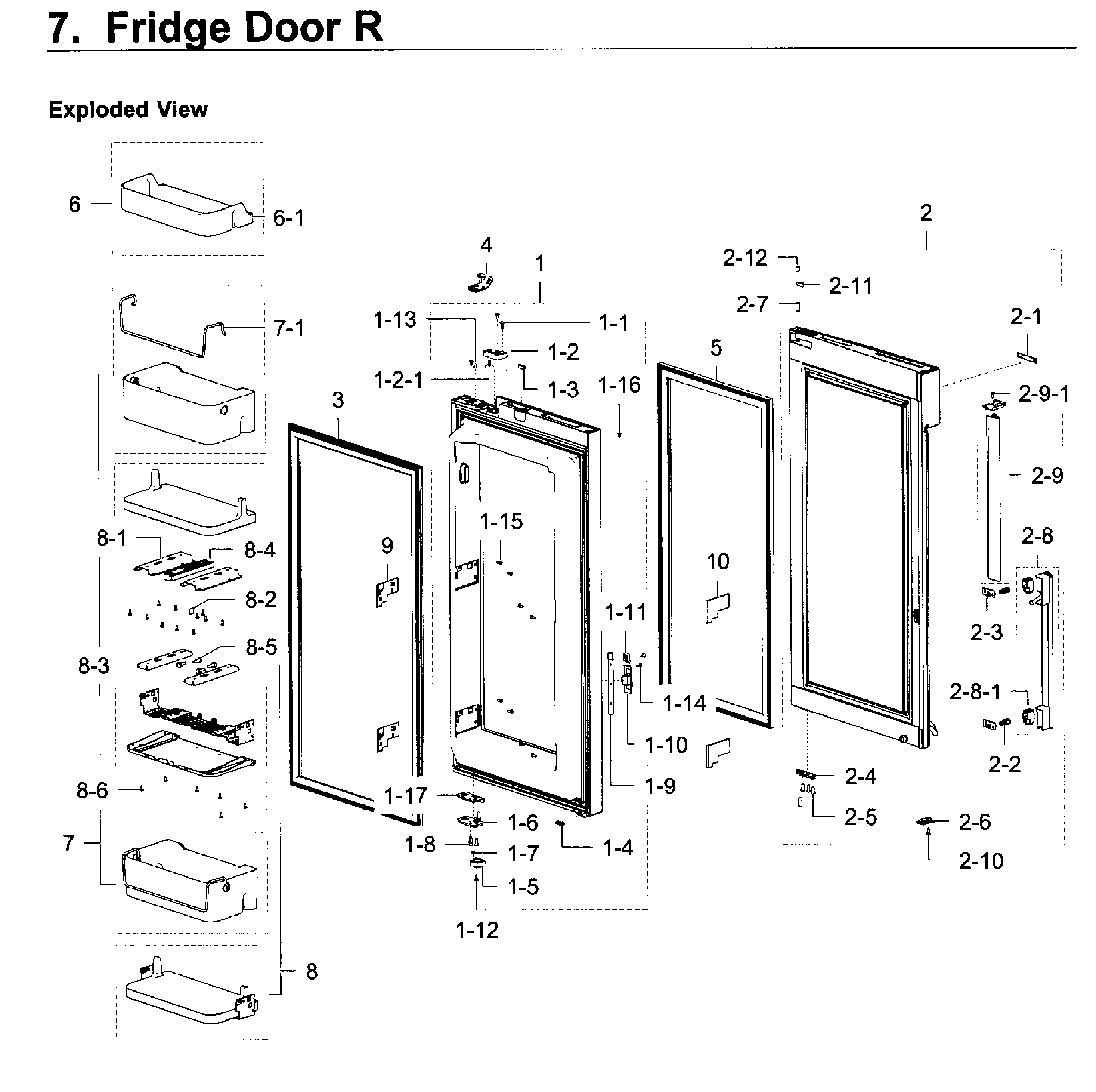 Fridge Door R Diagram and Parts List for RF22K9381SG AA-0002 Samsung Refrigerator