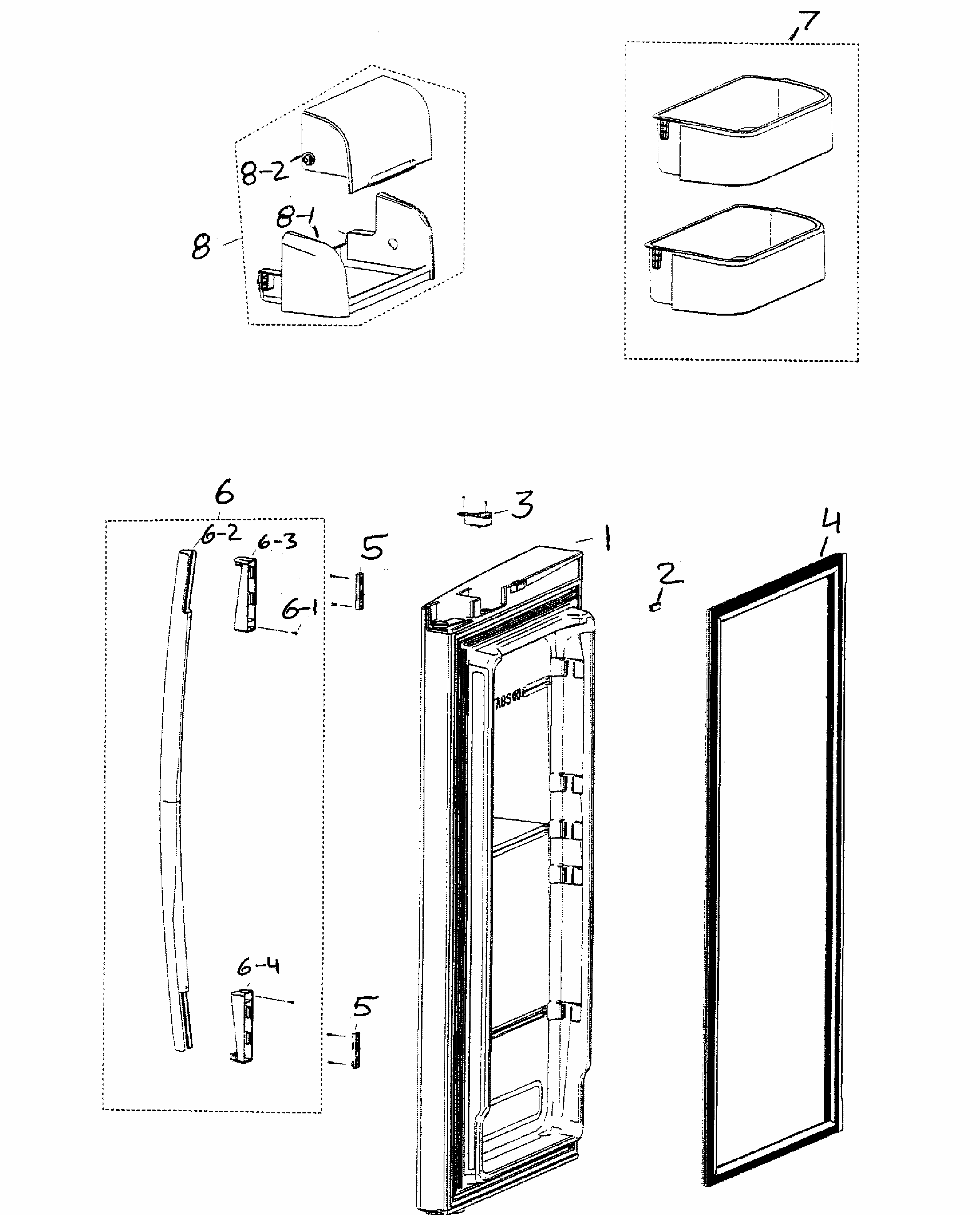 Right Door Diagram and Parts List for RF266AZBP XAA-0000 Samsung Refrigerator