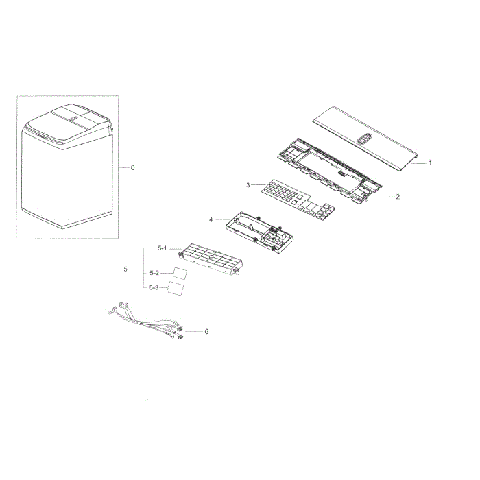 Control Panel Diagram and Parts List for WA50K8600AW A2-00 Samsung Washer