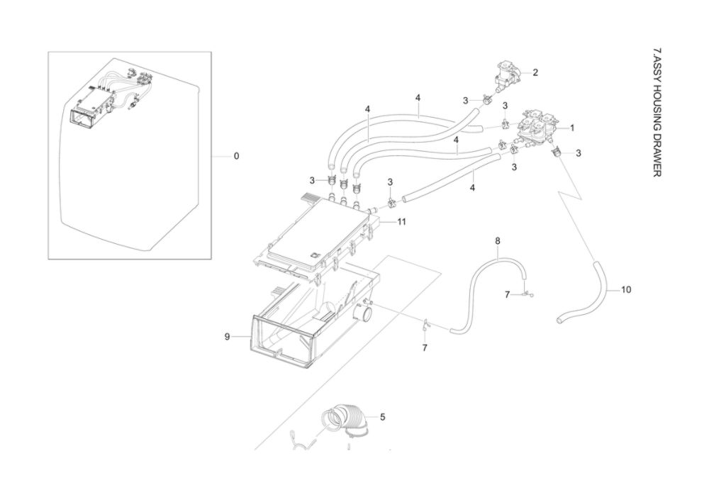 Drawer Housing Assembly Diagram and Parts List for WF42H5200AF A2-11 Samsung Washer