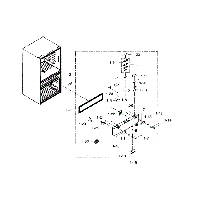 Flexzone Door Diagram and Parts List for RF31FMESBSR AA-06 Samsung Refrigerator