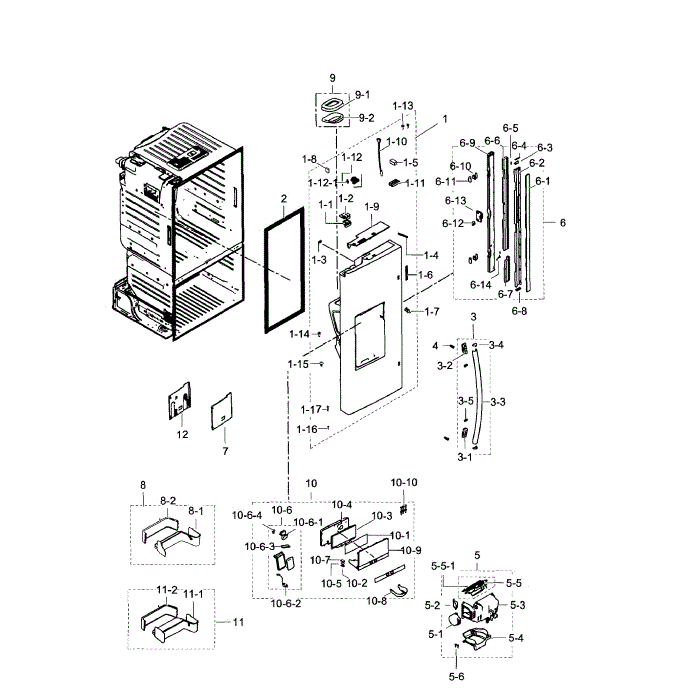 Fridge Door L Diagram and Parts List for RF28HDEDBSR AA-05 Samsung Refrigerator