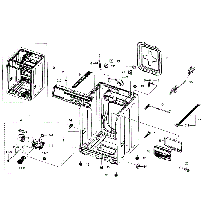 Frame Cover Diagram and Parts List for WF350ANP XAA-04 Samsung Washer