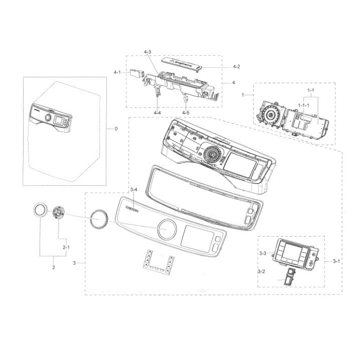 Control Panel Diagram and Parts List for DV45K6200GZ A3-00 Samsung Dryer