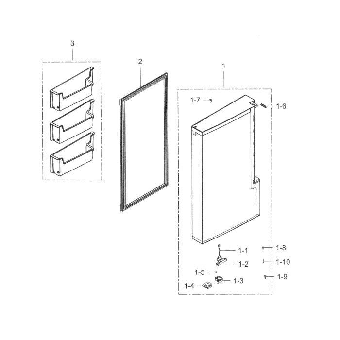 Freezer Door L Diagram and Parts List for RF34H9950S4 (AA)(0002) Samsung Refrigerator