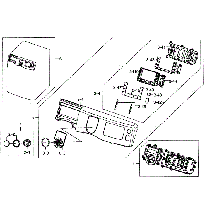 Control Panel Diagram and Parts List for WF331ANR XAA-04 Samsung Washer