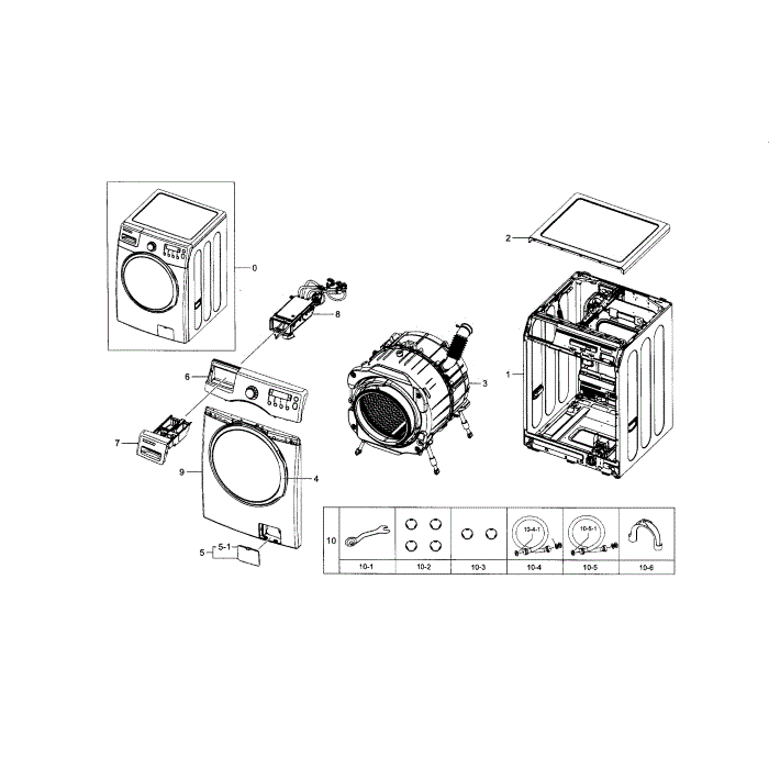 Main Diagram and Parts List for WF330ANW XAA-05 Samsung Washer