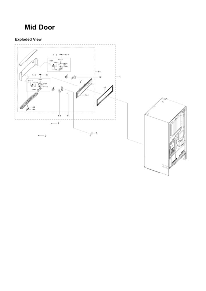 Mid Door Parts Diagram and Parts List for RF28R7551DT AA-00 Samsung Refrigerator