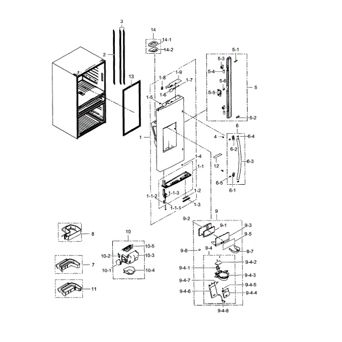 Refrigerator Door L Diagram and Parts List for RF24FSEDBSR AA-01 Samsung Refrigerator