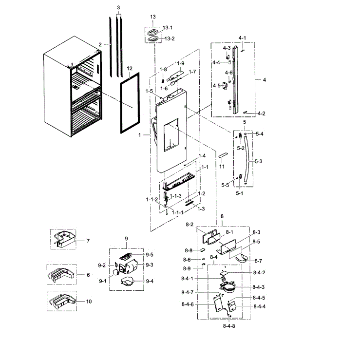 Refrigerator Door L Diagram and Parts List for RF24FSEDBSR AA-05 Samsung Refrigerator
