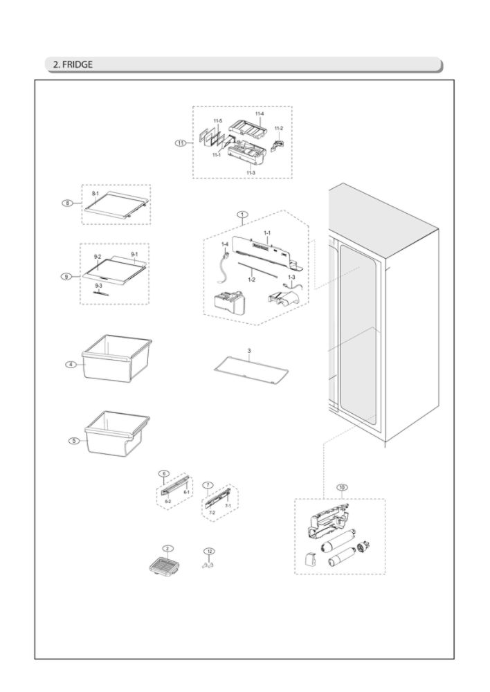 Refrigerator Parts Diagram and Parts List for RS25J500DWW BY-00 Samsung Refrigerator