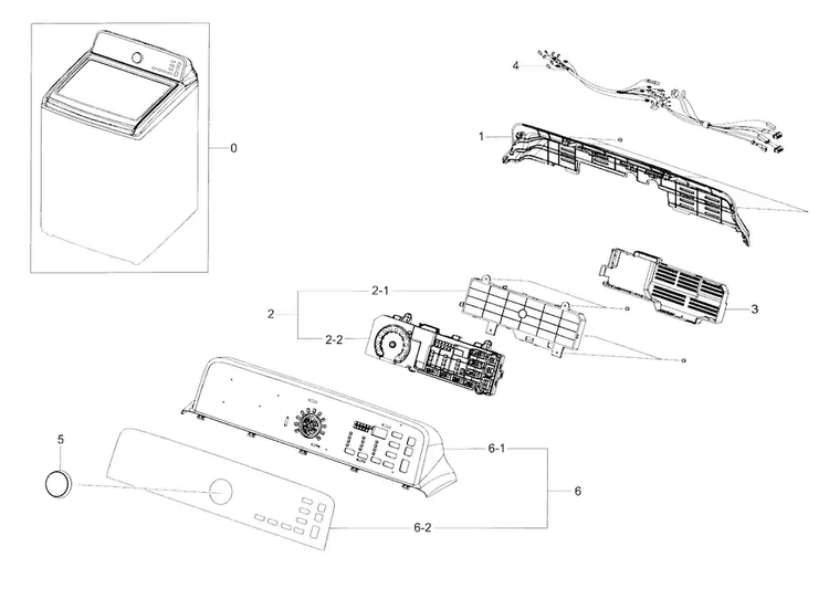Control Panel Diagram and Parts List for WA400PJHDWR AA-0004 Samsung Washer