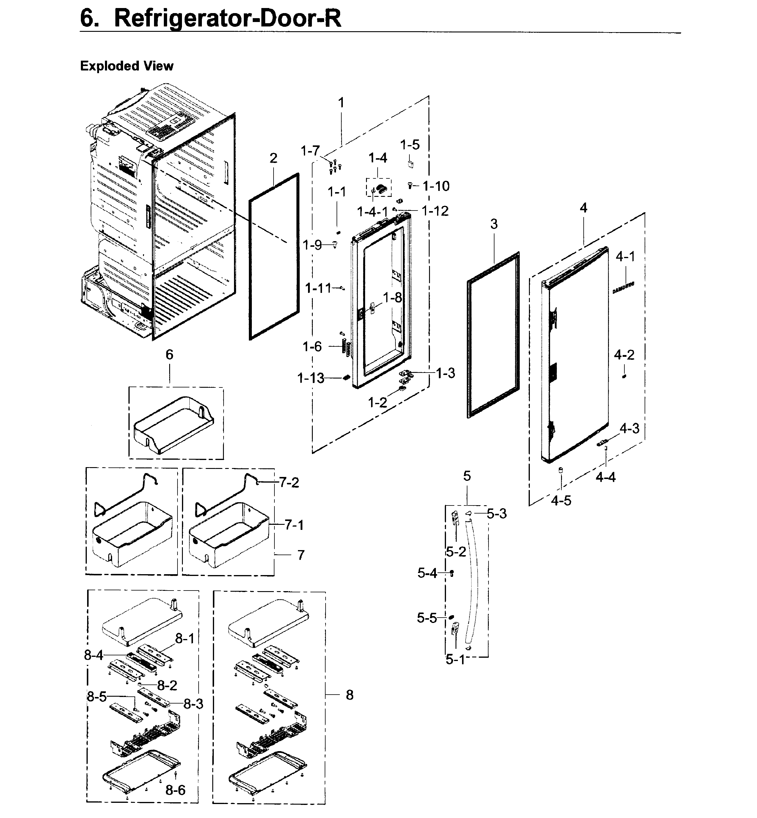 Fridge Door R Diagram and Parts List for RF22KREDBSG AA-0000 Samsung Refrigerator