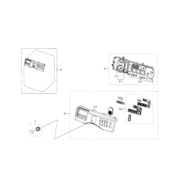 Control Panel Diagram and Parts List for WF218ANW XAA-01 Samsung Washer