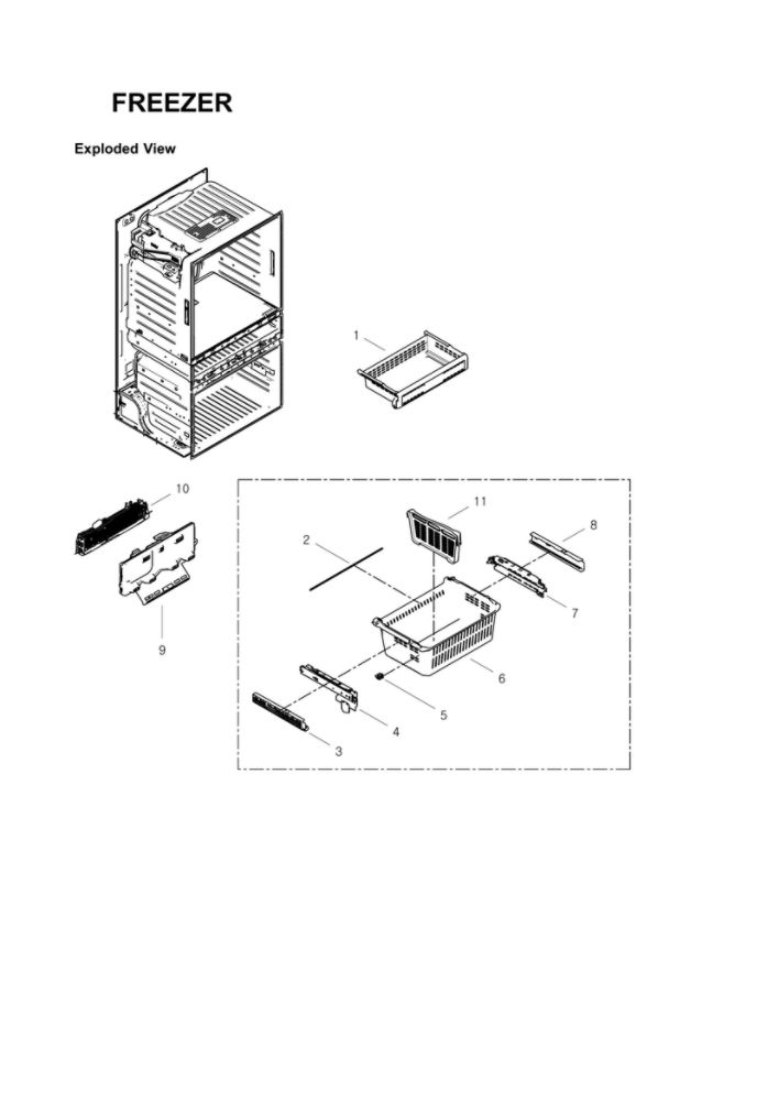 Freezer Parts Diagram and Parts List for RF4287HARS XAC-00 Samsung Refrigerator