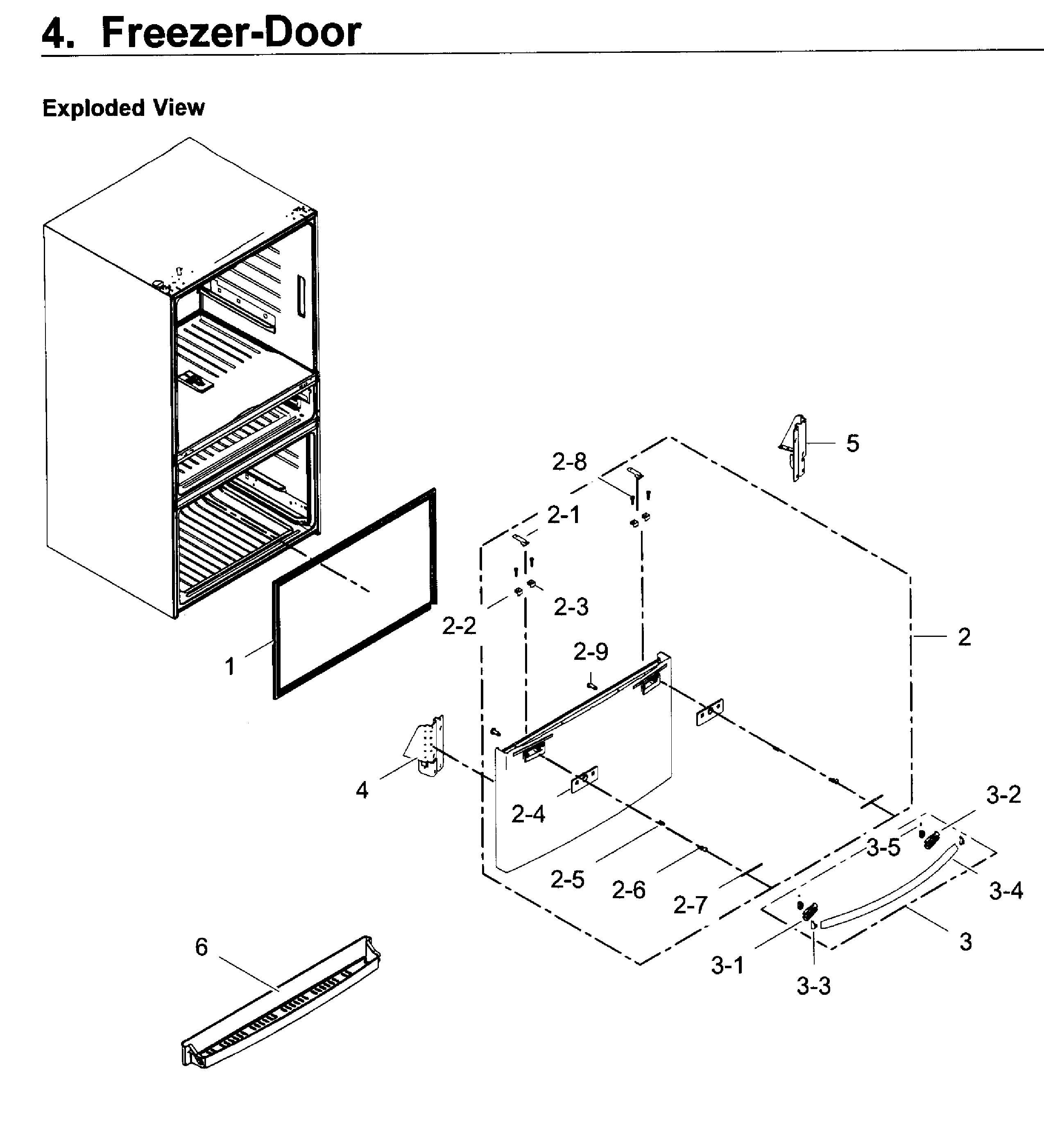 Freezer Door Diagram and Parts List for RF30KMEDBSG AA-0000 Samsung Refrigerator