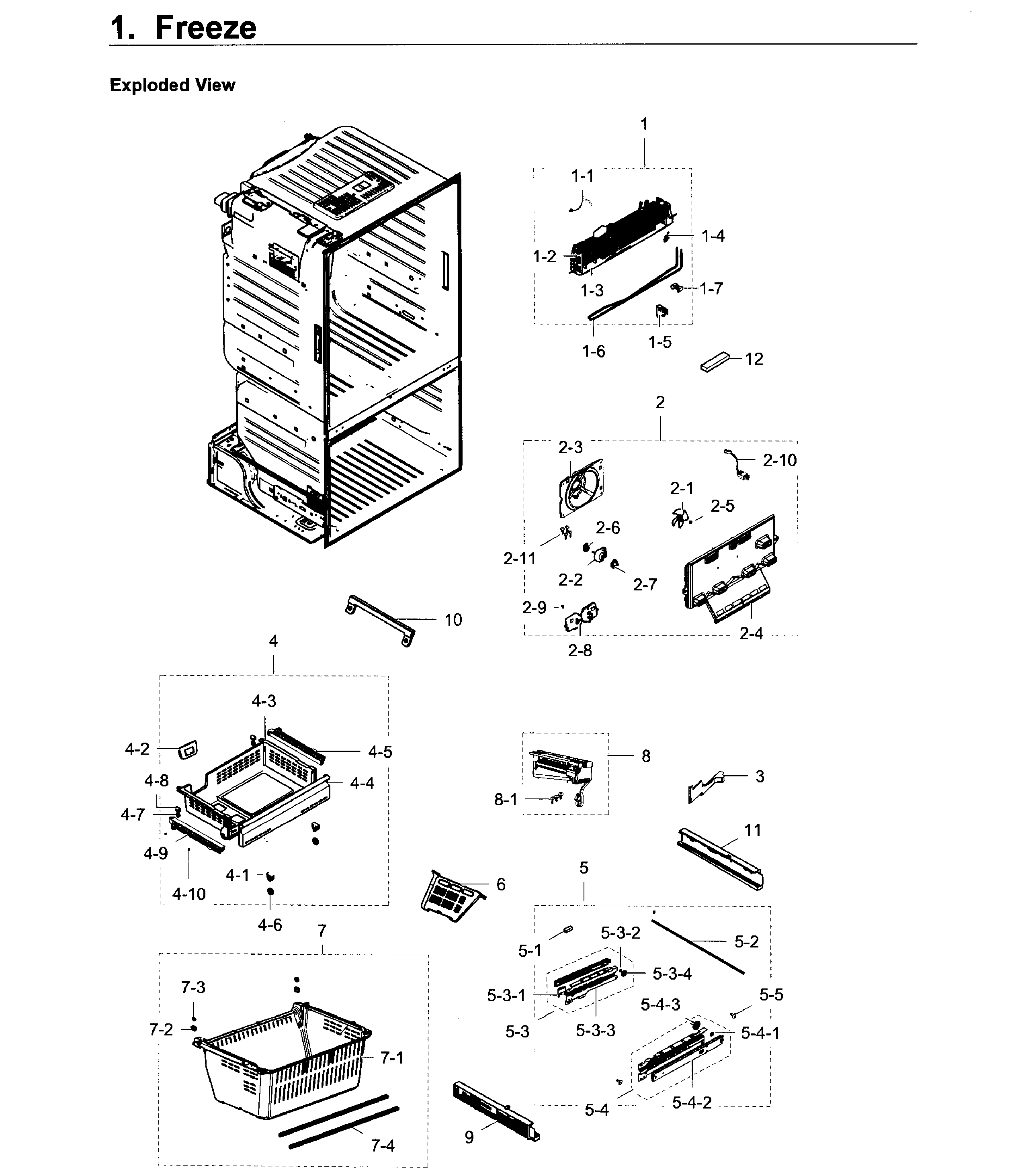 Freezer Diagram and Parts List for RF28HDEDPWW AA-0001 Samsung Refrigerator