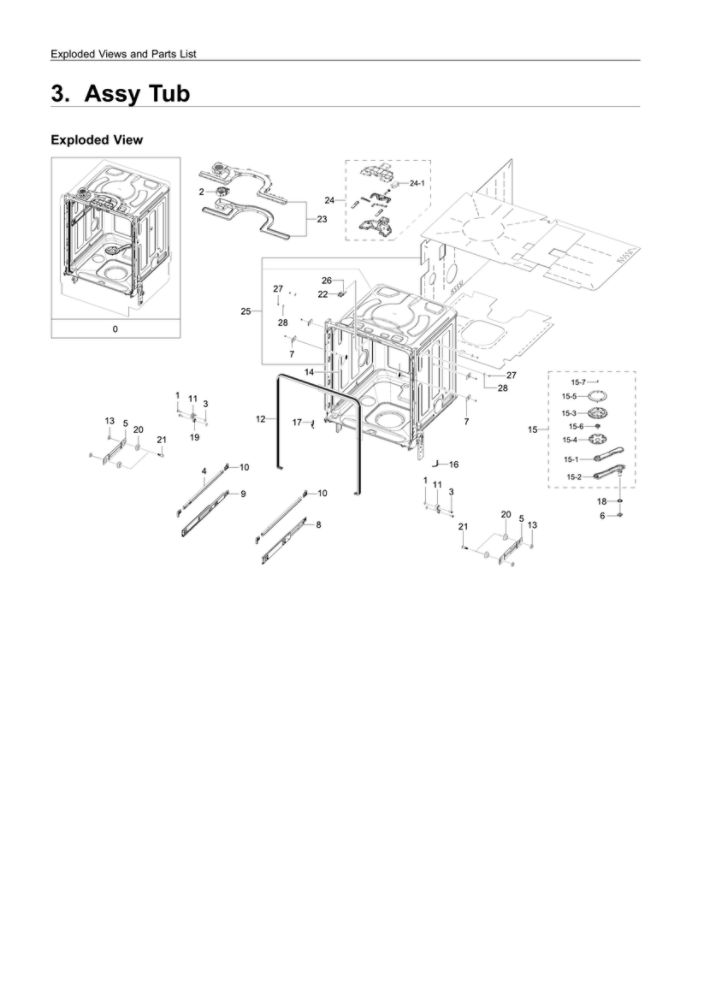 Tub Assembly Diagram and Parts List for DW80R7060US AA-00 Samsung Dishwasher