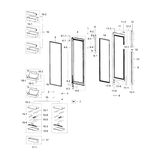Door-Fridge Diagram and Parts List for RH30H9500SR AA-00 Samsung Refrigerator