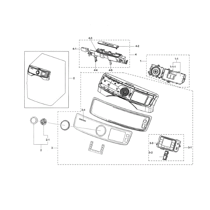 Control Panel Diagram and Parts List for DV45K6500GV A3-01 Samsung Dryer