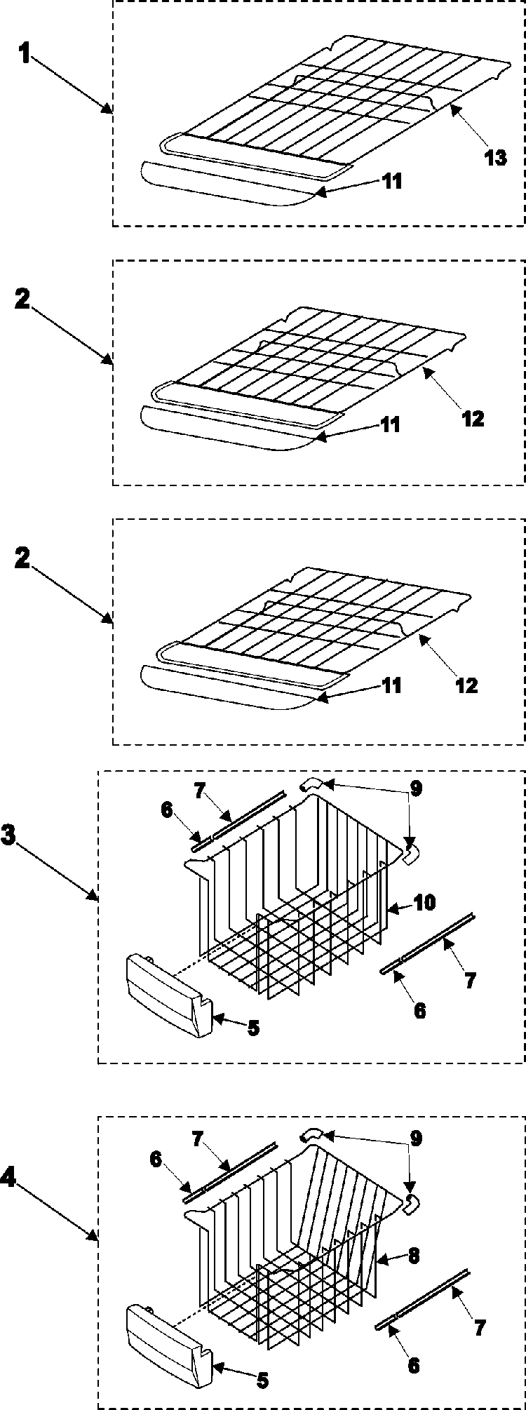Freezer Shelves Diagram and Parts List for RS2534BB XAA Samsung Refrigerator