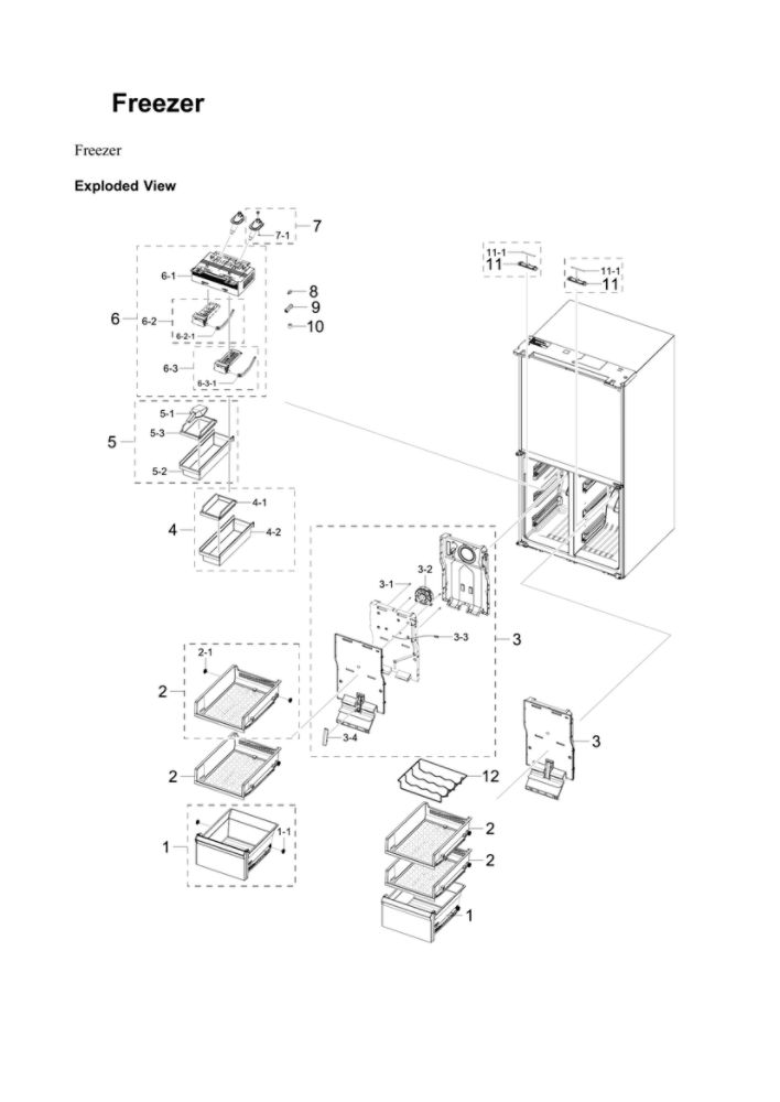 Freezer Parts Diagram and Parts List for RF29A9771SR AA-00 Samsung Refrigerator
