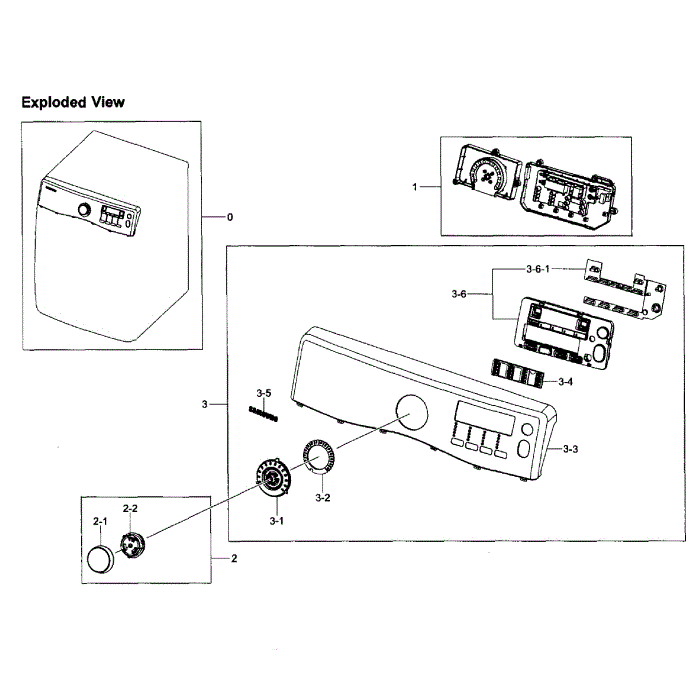 Control Panel Diagram and Parts List for DV393ETPARA A1-01 Samsung Dryer