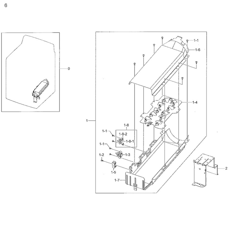 Duct Heater Diagram and Parts List for DV48H7400EW A2-0002 Samsung Dryer