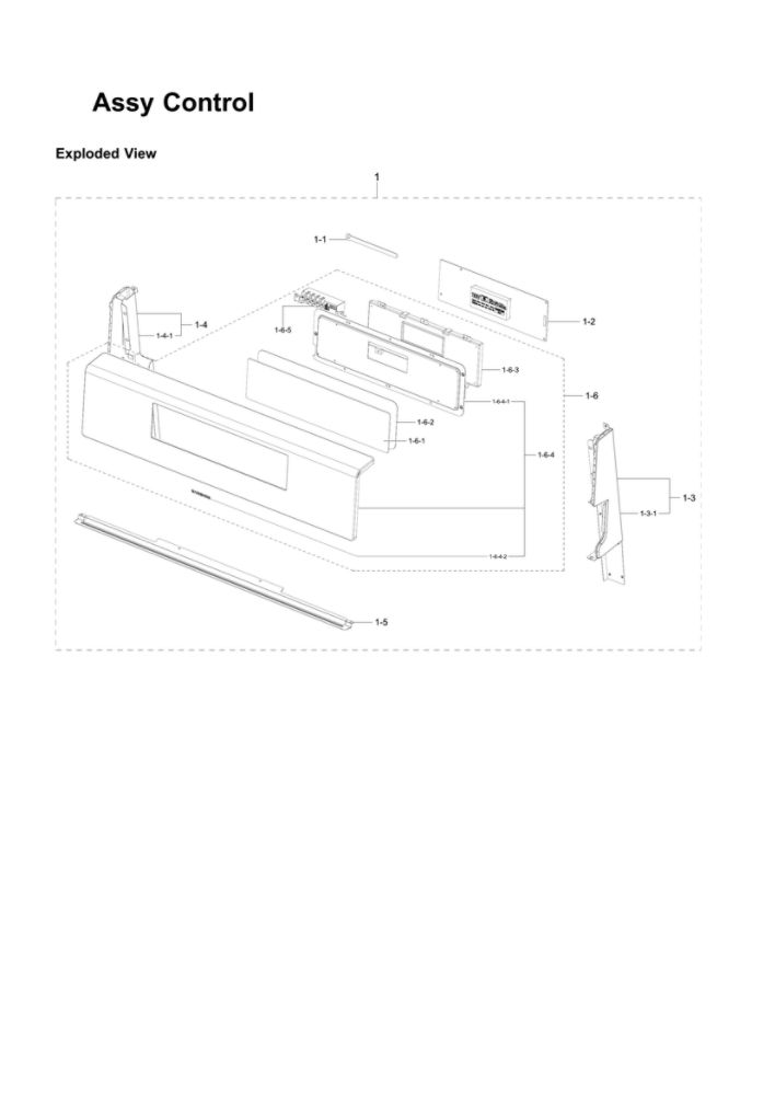Control Assembly Diagram and Parts List for NX58F5500SW AA-02 Samsung Range