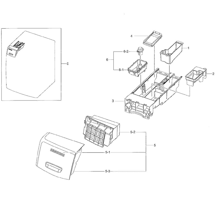 Drawer Diagram and Parts List for WF42H5000AW A2-0001 Samsung Washer