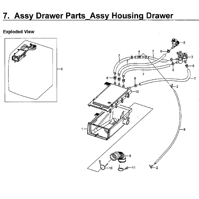 Housing-Drawer Diagram and Parts List for WF45M5100AW A5-00 Samsung Washer