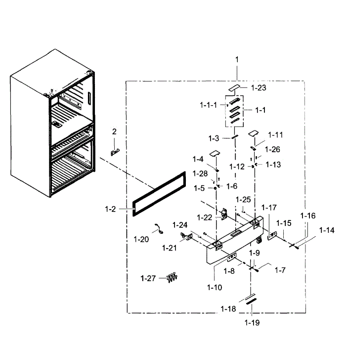 Flexzone Door Diagram and Parts List for RF31FMEDBBC AA-06 Samsung Refrigerator
