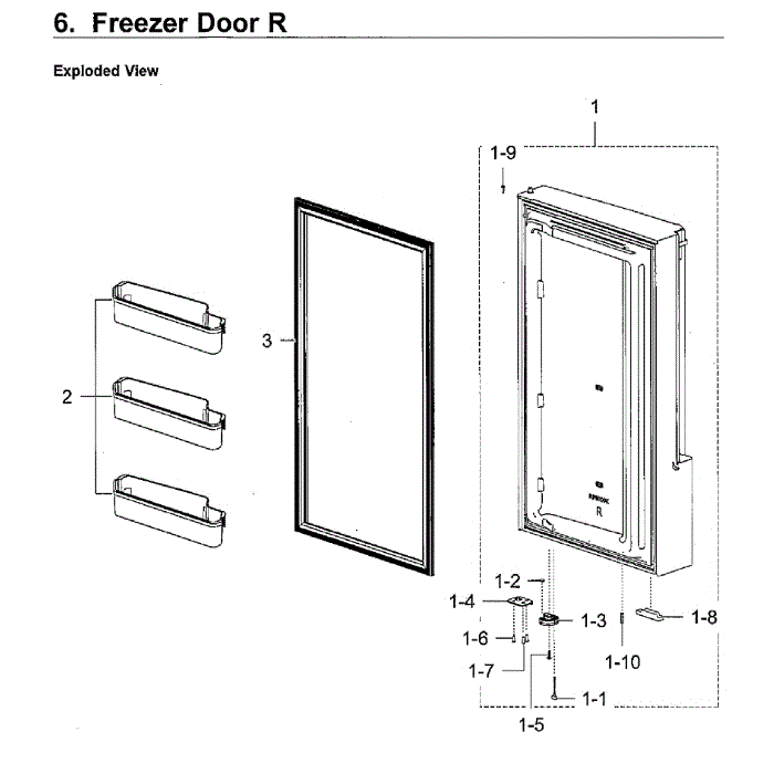 Freezer Door Rt Diagram and Parts List for RF28M9580SG AA-00 Samsung Refrigerator