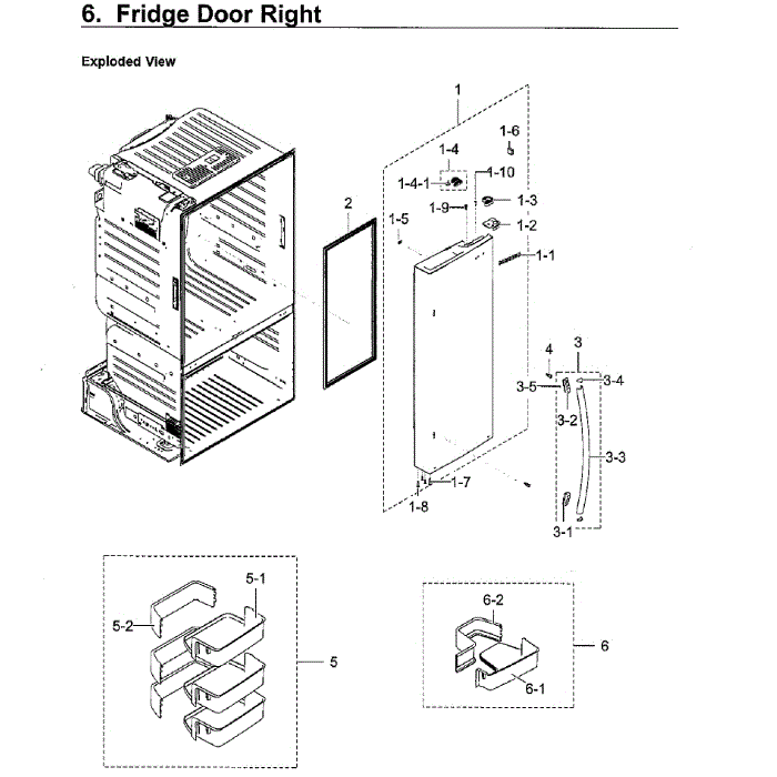 Fridge Door Rt Diagram and Parts List for RF23HCEDBWW AA-11 Samsung Refrigerator