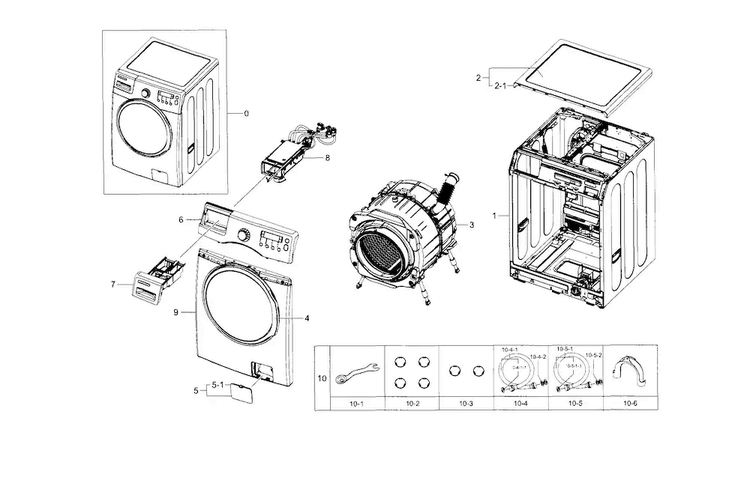 Main Assy Diagram and Parts List for WF330ANB XAA-0004 Samsung Washer