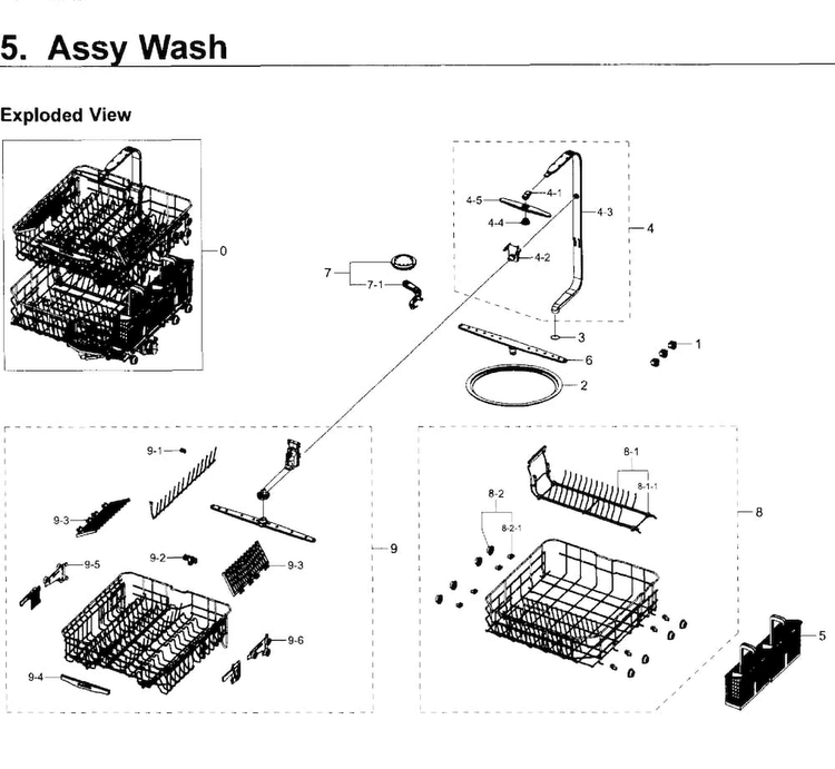 Wash Asy Diagram and Parts List for DW80K5050US AA-0000 Samsung Dishwasher