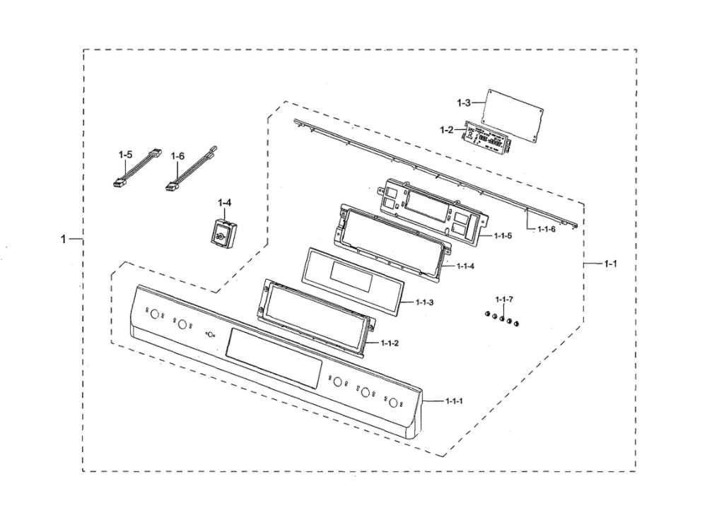 Control Box Assembly Diagram and Parts List for NX58R9421SS AA-00 Samsung Range